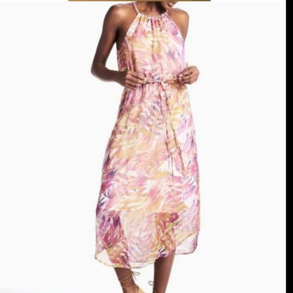 Brand New SZ M Lucky Brand Palm Print Mid Length Dress 7W90704